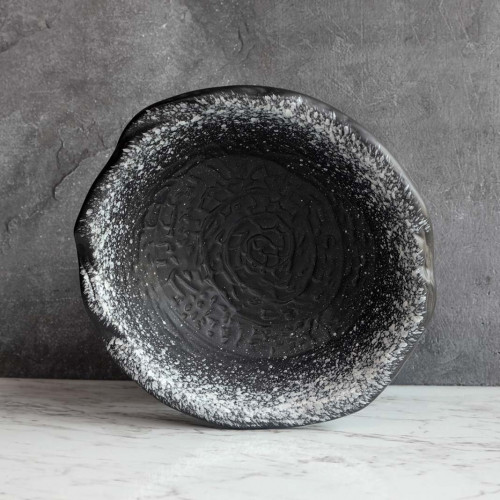 Black Kemuri Salad Bowl Uneven 9" 2