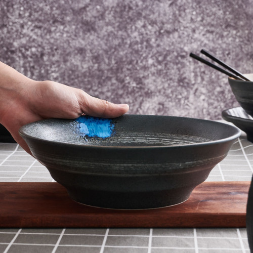 Dark Brown Fusion  Wide Rim Bowl 9" 5