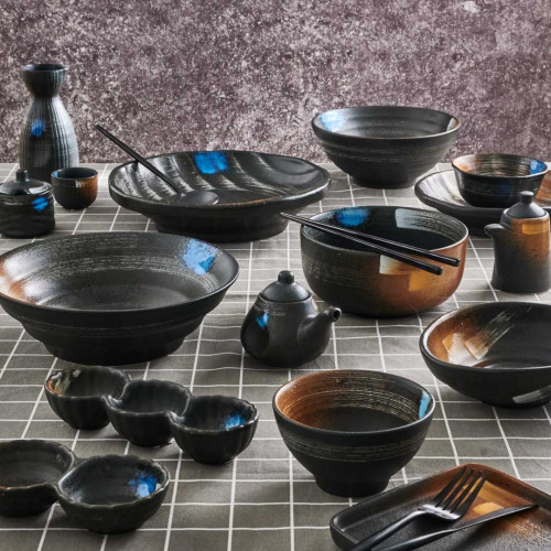 Dark Brown Fusion Miso Soup Bowl 4.5" 4