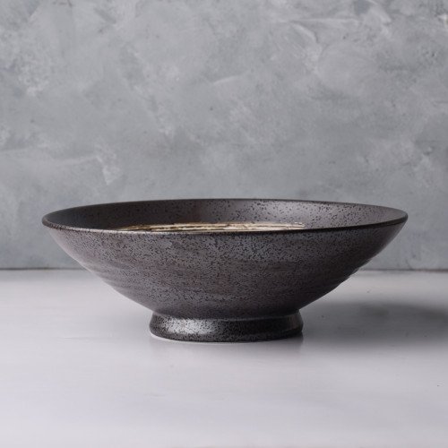 Black Embossed Wide Bowl 9"