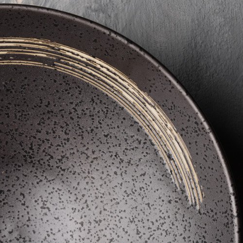 Black Embossed Wide Bowl 9" 3