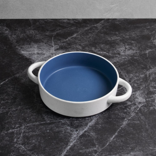 Groovy Blue Bowl with Handle 7.5" 2