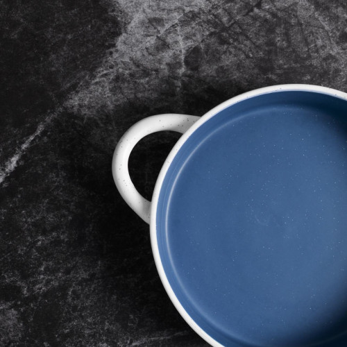 Groovy Blue Bowl with Handle 7.5" 4