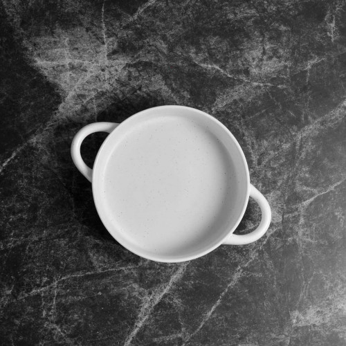 Groovy Beige Bowl with Handle 7.5" 2