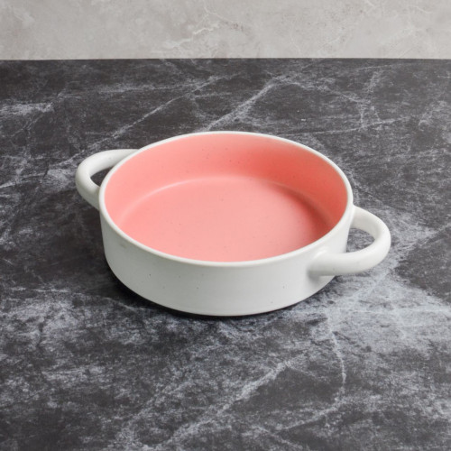 Groovy Pink Bowl with Handle 7.5" 2