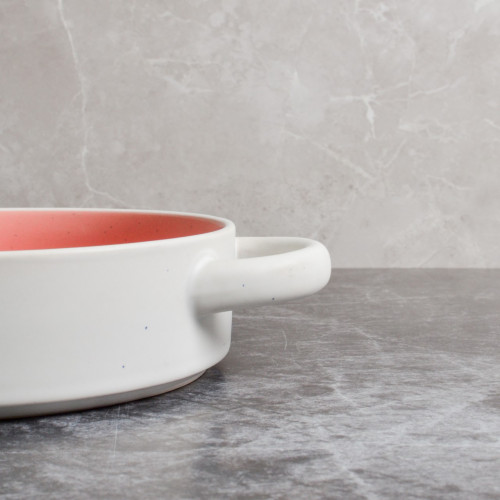 Groovy Pink Bowl with Handle 7.5" 5