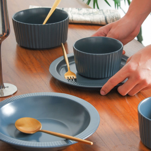 Ridged Side 6" Salad Bowl - Royal Blue 3