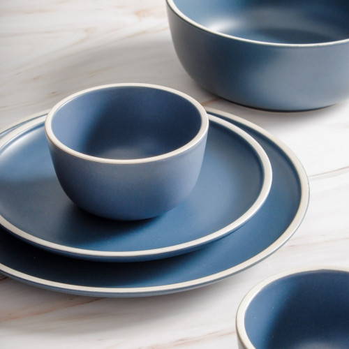 Whimsical Blue Salad Bowl 8" 4