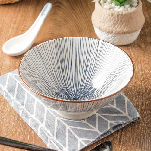 Tokusa Salad Bowl 7" - Blue Lines 4