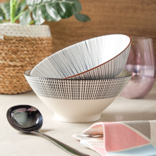 Tokusa Salad Bowl 7" - Blue Lines 5