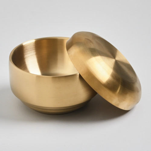 Korea Style Rice Bowl with Lid 10.5cm - Gold 2