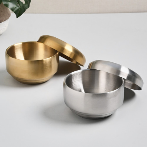 Korea Style Rice Bowl with Lid 10.5cm - Gold 7