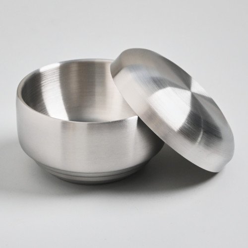 Korea Style Rice Bowl with Lid 10.5cm - Silver 2