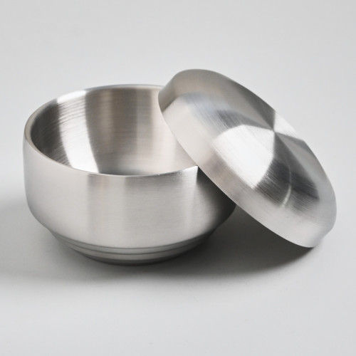 Korea Style Rice Bowl with Lid 10.5cm - Silver 2