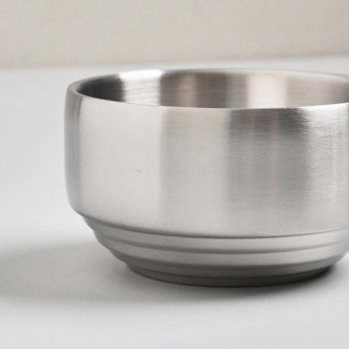 Korea Style Rice Bowl with Lid 10.5cm - Silver 3