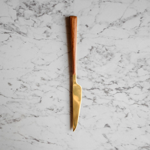 Wooden Accent Gold Table Knife