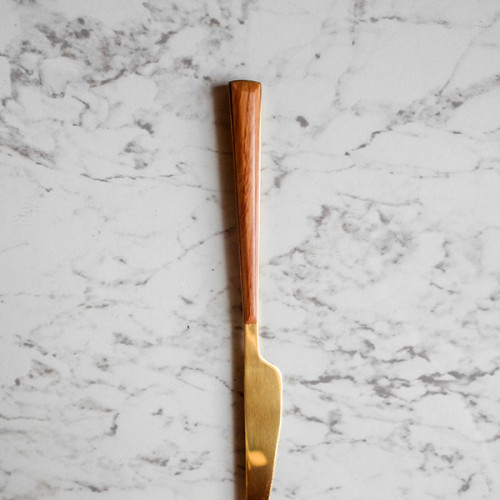 Wooden Accent Gold Table Knife 2