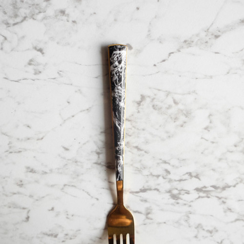 Black Marble Gold Dessert Fork 2