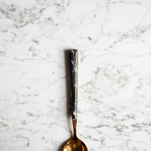 Black Marble Gold Dessert Spoon 2