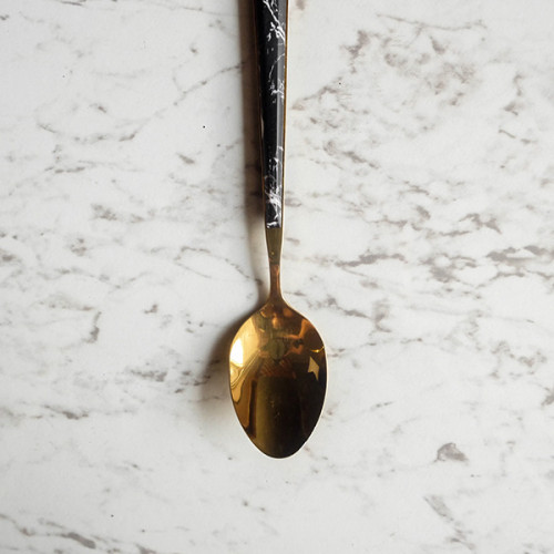 Black Marble Gold Dessert Spoon 3