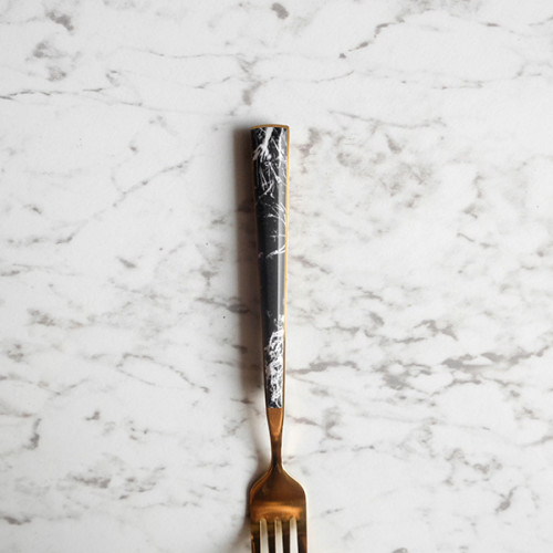 Black Marble Gold Table Fork 3