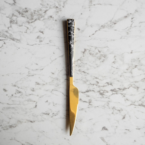 Black Marble Gold Table Knife