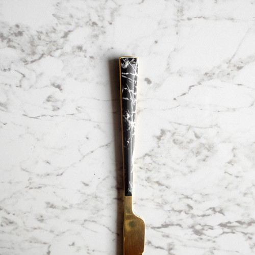 Black Marble Gold Table Knife 3