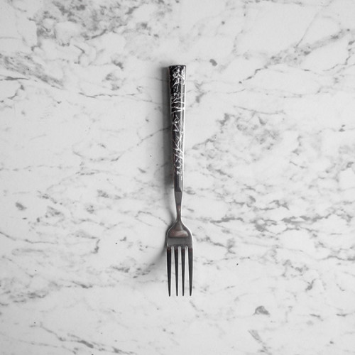 Black Marble Silver Dessert Fork
