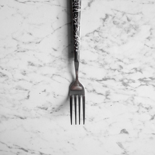 Black Marble Silver Dessert Fork 2