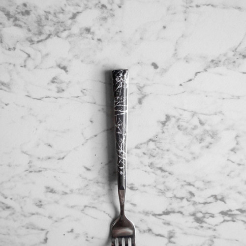 Black Marble Silver Dessert Fork 3