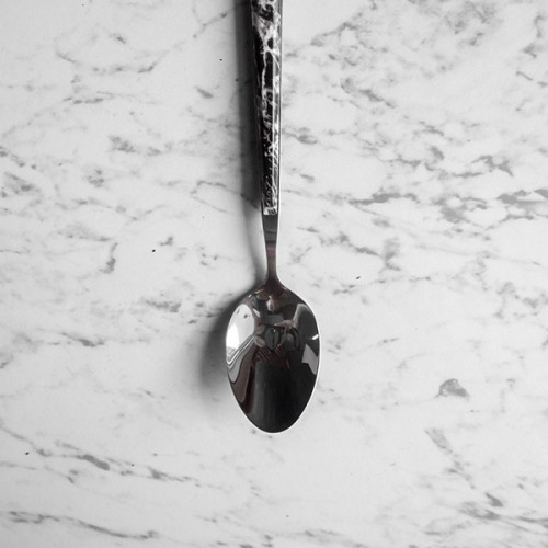 Black Marble Silver Dessert Spoon 2