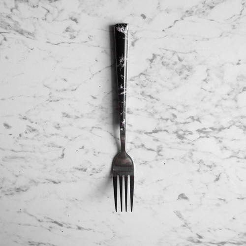 Black Marble Silver Table Fork