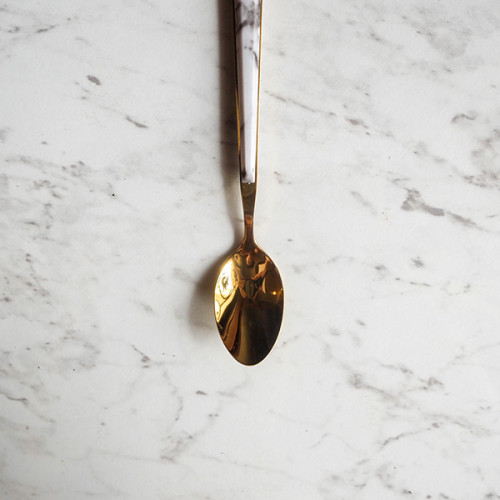 White Marble Gold Tea Spoon 2