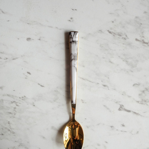 White Marble Gold Tea Spoon 3