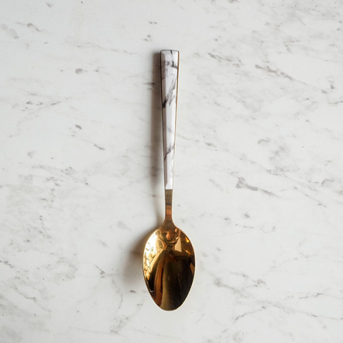 White Marble Gold Table Spoon