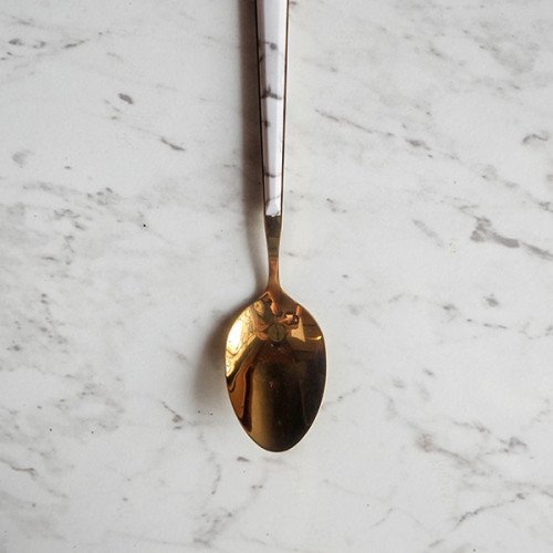 White Marble Gold Table Spoon 2