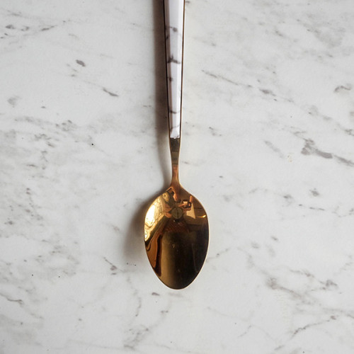 White Marble Gold Table Spoon 2