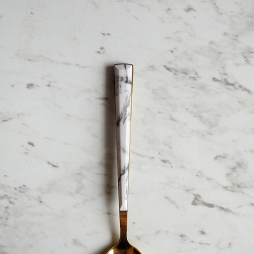 White Marble Gold Table Spoon 3