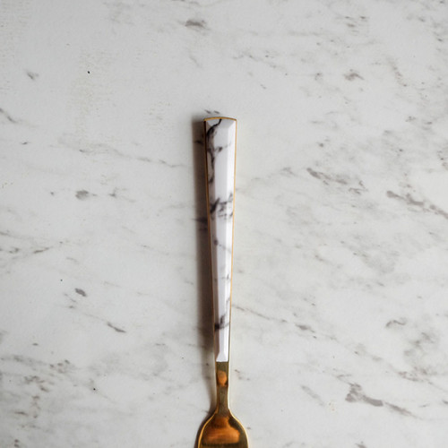 White Marble Gold Table Fork 3