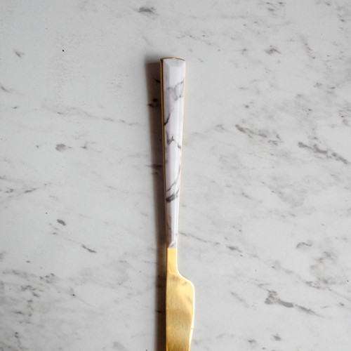 White Marble Gold Table Knife 3