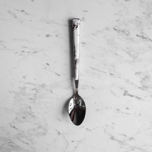 White Marble Silver Tea Spoon