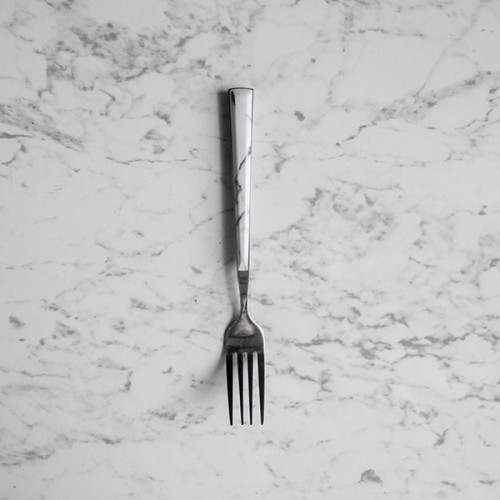 White Marble Silver Dessert Fork