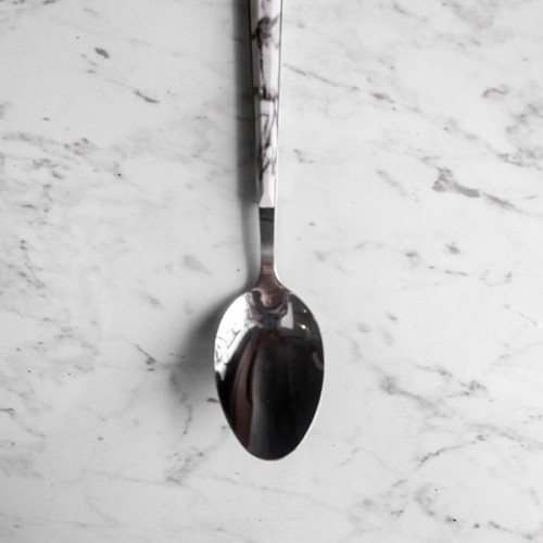 White Marble Silver Table Spoon 2