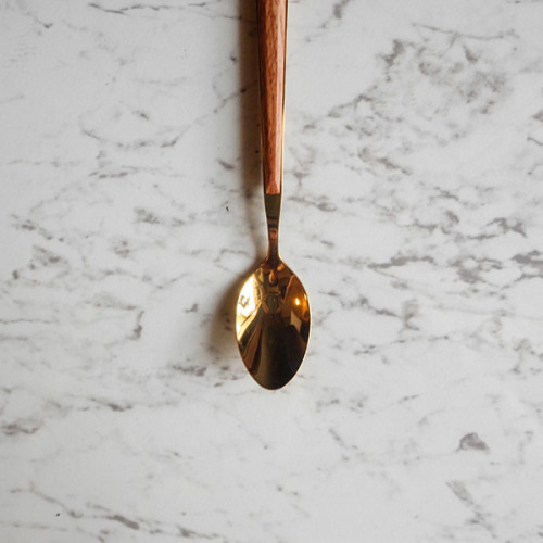 Wooden Accent Gold Tea Spoon 2