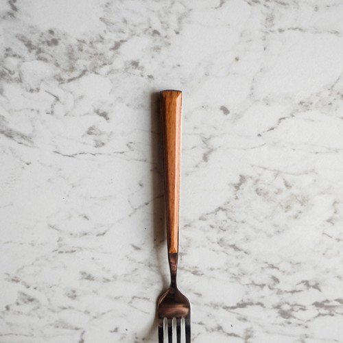 Wooden Accent Silver Dessert Fork 2