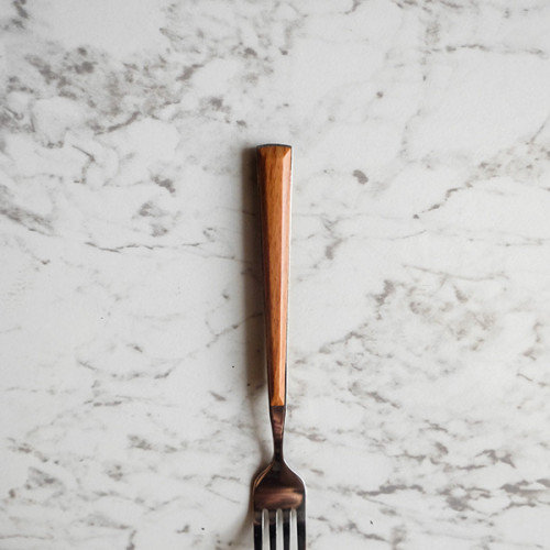 Wooden Accent Silver Dessert Fork 2