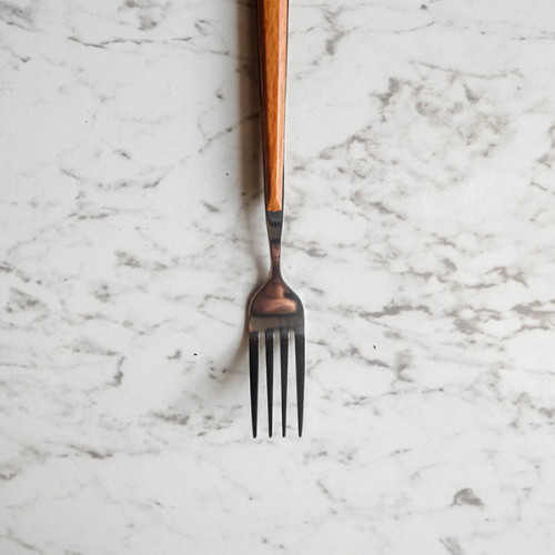 Wooden Accent Silver Dessert Fork 3