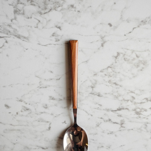 Wooden Accent Silver Dessert Spoon 3