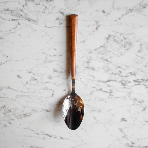 Wooden Accent Silver Table Spoon