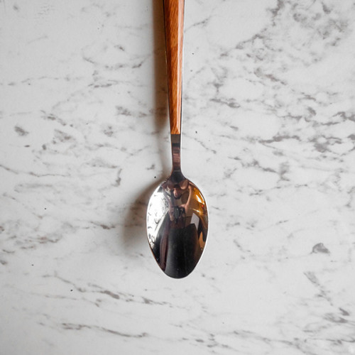 Wooden Accent Silver Table Spoon 2